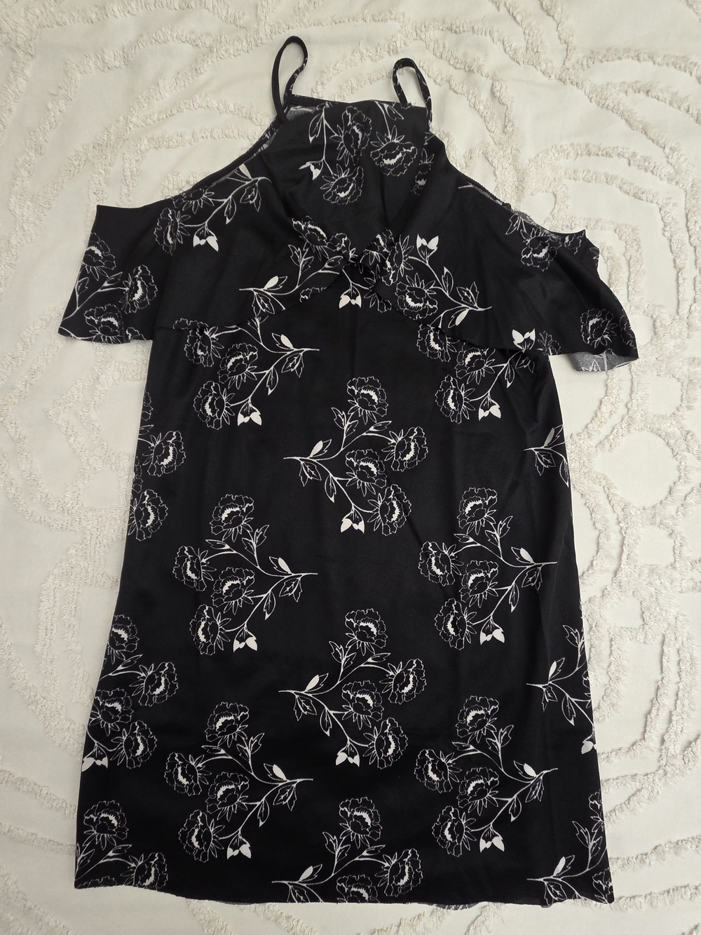 Christian Siriano Black Floral Cold-Shoulder Camisole Dress